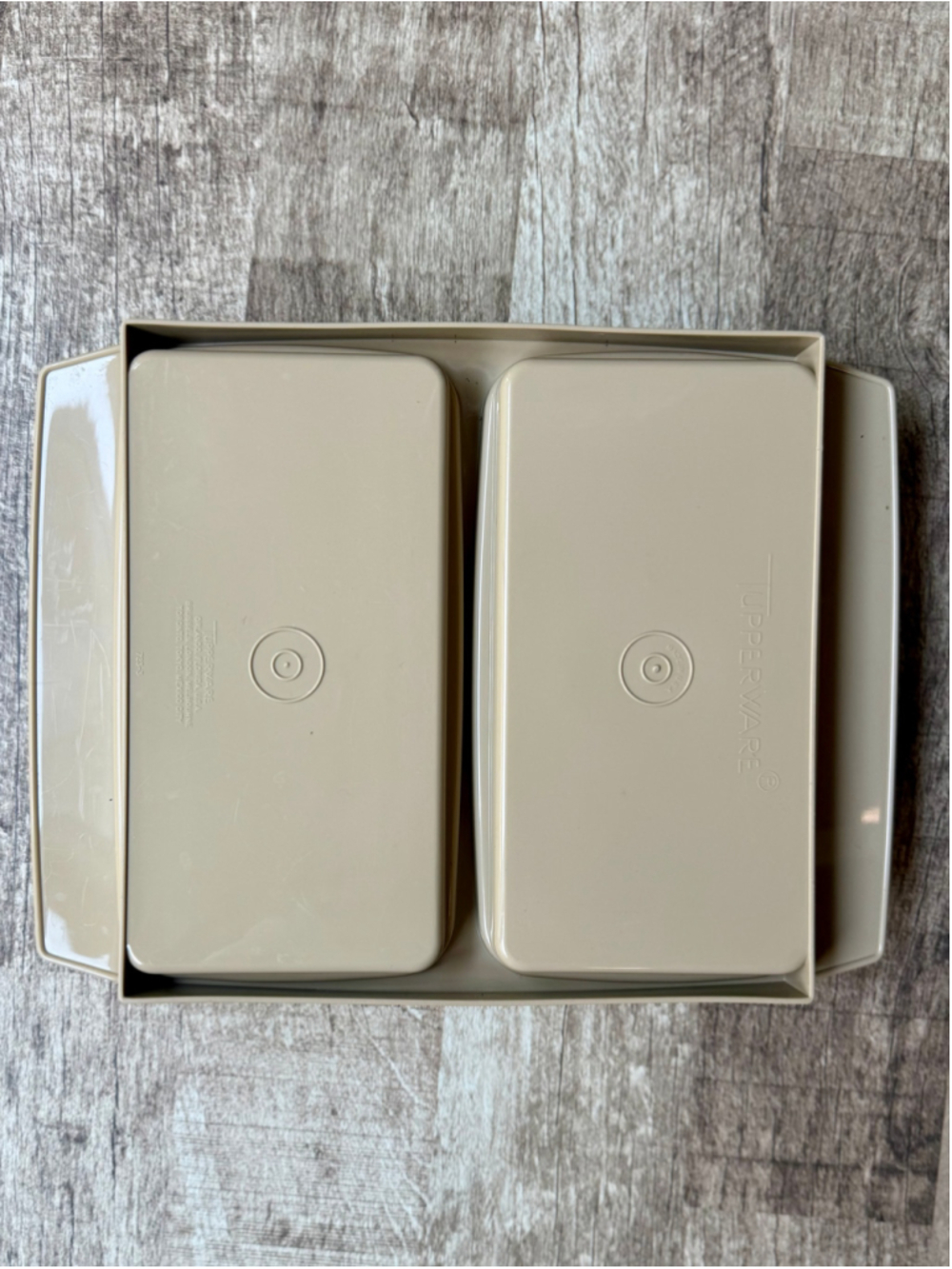 Vintage Tupperware Deviled Egg Keeper Carrier 16 Slot Almond Tan Clear Lid - Picture 3 of 3